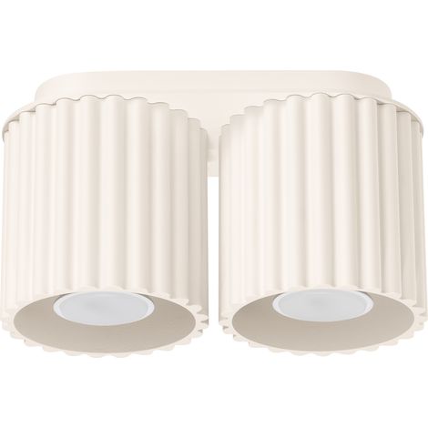 Moderne beige ovale Deckenleuchte 21 cm mit geriffelten Spots, 2 x GU10 10 W, AURA Sollux Lighting