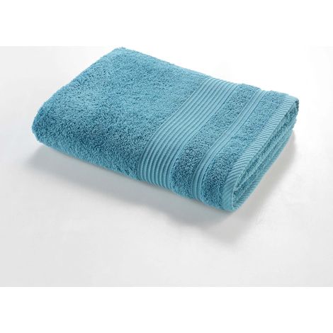Serviette ou drap de douche 70 x 130 cm Tendresse bleu paon