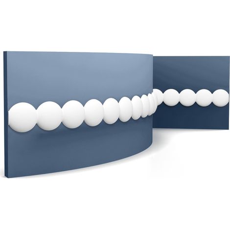 Moldura para pared Orac Decor P9903F BOBBIN Friso Moldura flexible Elemento decorativo Cornisa Perfil de estuco Moldura decorativa estilo Art déco blanco 1,17 m (1/5)