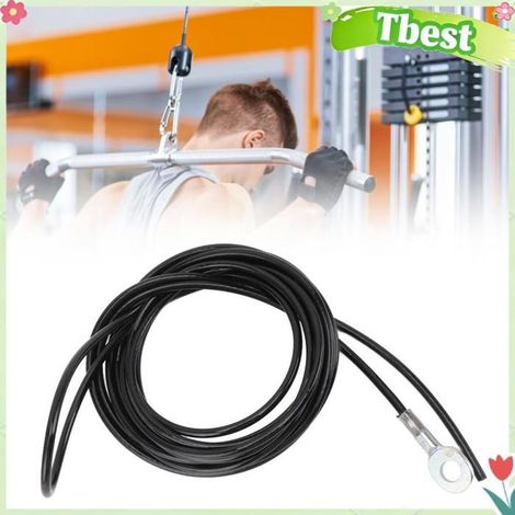 Tbest câble de gymnastique Câble de poulie en acier, câble de Fitness noir, réglable, à revêtement solide, sport haltere 5 mètres (1/5)