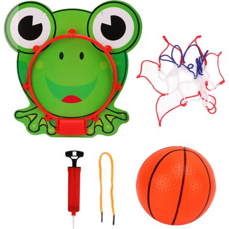 Panier de Basket Suspendu Miniature en Plastique avec Ballon et Filet pour Jeux d'Intérieur/Extérieur - Jouet Sportif Grenouille (1/5)