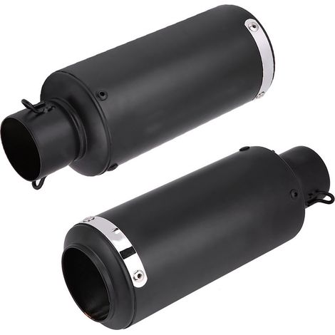 Pot d'échappement de moto avec silencieux et embout, en acier inoxydable universel noir (1/5)