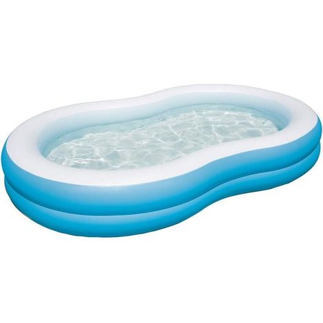 1 piscine gonflable bleue 262 x 157 x 42 cm, piscine en forme de 8 pour enfants et adultes, adaptée aux jardins/fêtes (1/5)