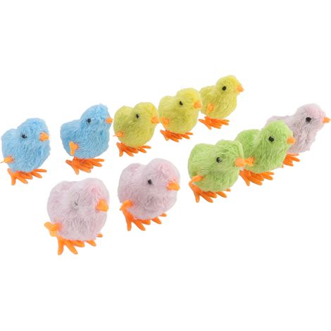 Lot de 10 poussins mécaniques à remonter, mignons et colorés, pour chats, chatons et jeunes enfants. (1/5)