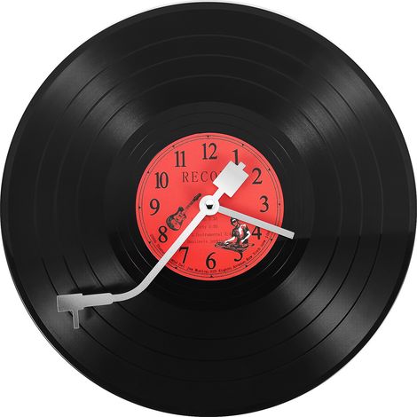 Horloge murale ultra-silencieuse en forme de disque vinyle (1/5)