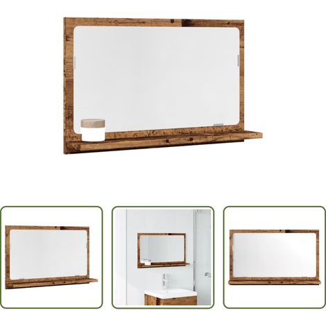 Miroir mural - Armoire à miroir de salle de bain vieux bois bois d'ingénierie (1/5)