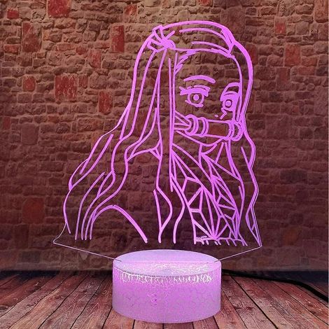 Veilleuse LED Demon Slayer Kamado Nezuko 3D à effet anime, 16 couleurs RGB, télécommande, décoration de chambre pour fête de filles (1/5)