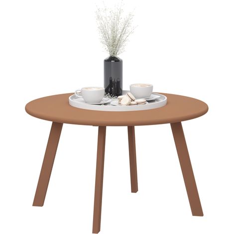 Kleiner runder Couchtisch 70 x 42 cm – Rutschfeste Füße, Metallgestell für den Garten – Orange