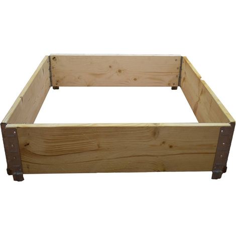 Multitanks – Carré potager en bois naturel 600x600mm – 74 litres – Montage sans outil – Pour légumes-feuilles et aromates – Résistant aux intempéries (1/2)