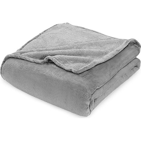 Randaco 2x Couverture d'intérieur douillette Couverture en polaire Couverture chaude super douce - Gris -200x240cm (1/5)
