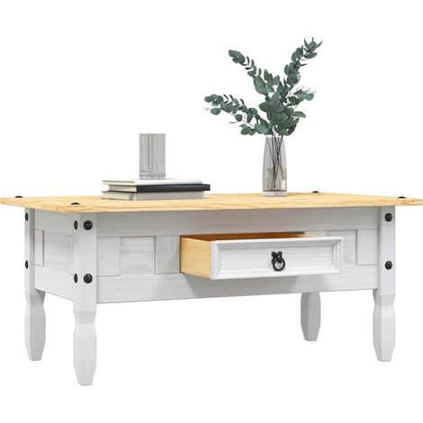 vidaXL Table basse Pin mexicain Gamme Corona Blanc 100x55x44 cm (1/5)