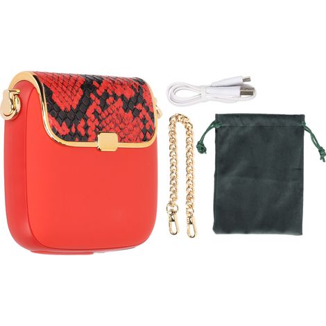 Sac à main 2-en-1 avec chauffe-mains 10000mAh, batterie externe rechargeable chauffante longue durée, rouge. (1/5)