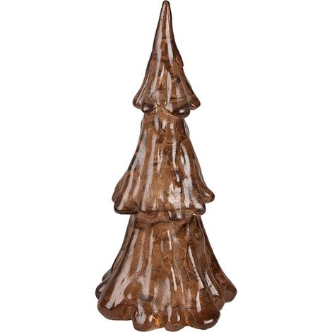 Sapin de Noël Lumineux LED Décoration de Table en Plastique Doré et Marron Ø 12 x 24 cm - PANGIVO (1/4)