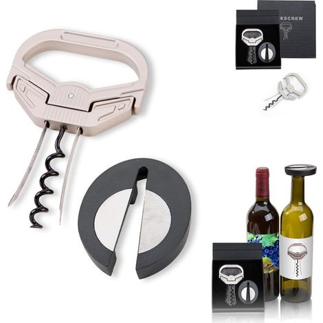 Set de tire-bouchon avec coupe-capsule et décapsuleur à deux broches pour vieux vins (1/5)