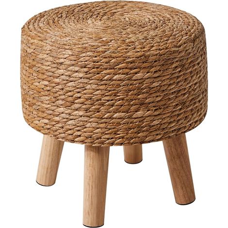 Repose-Pieds Style Pastoral, Tabourets de canapé en Bois, pour Chambre, Salon, Chambre à Coucher, 28 × 28 × 28CM, Couleur Naturelle (1/4)