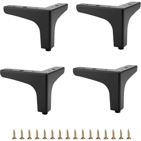 10 cm Pieds de canapé en métal 4 pièces Pieds de Meubles Modernes Pieds de Meubles de canapé Pieds surélevés Bricolage Meuble TV Meuble de canapé Pieds de Meubles de Remplacement, Noir (1/5)