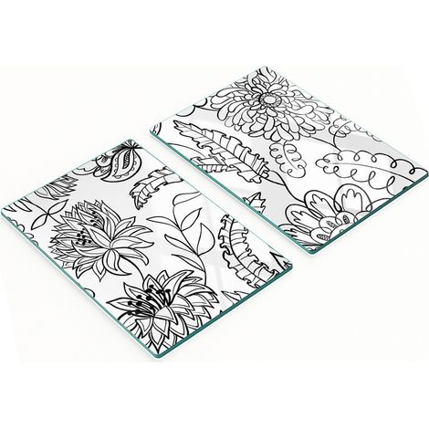 Taglieri da cucina in vetro con motivo floreale grafico 2x40x52 cm (1/5)