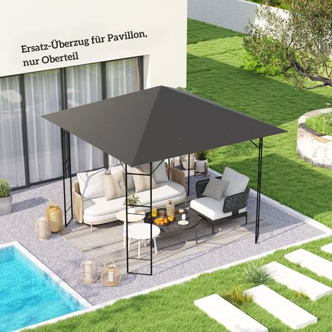 Toiture de Remplacement pour Pavillon 3 x 3 m, Déperlante, UPF30+, Tissu Oxford 370 g/m², Gris (1/5)