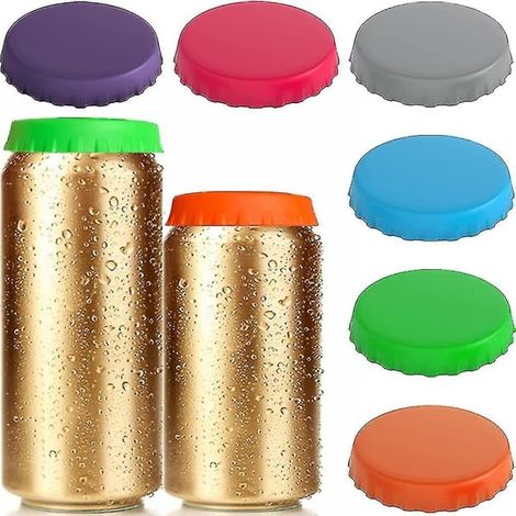 HONORNIC - Lot de 6 couvercles réutilisables en silicone, adaptés aux canettes de boissons gazeuses/boisson/bière