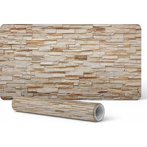 Alfombrilla protectora antideslizante para escritorio con estampado de pared de piedra, 100 x 50 cm.