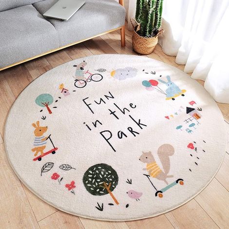 Deko-Teppich, waschbar, Teppiche, rund, flauschig, große Schutzpolster, Kinderteppiche für Wohnzimmer, Schlafzimmer, Kinderspielmatte, Baby-Kinderzimmer-Teppich, 100 cm (1/5)