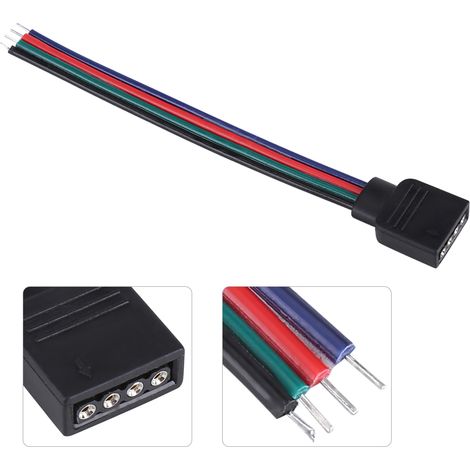 20 Stück 4-polige Kabelverbinder für 5050/3528/3014 RGB-LED-Streifen, 10 cm Länge, weiblich (1/5)