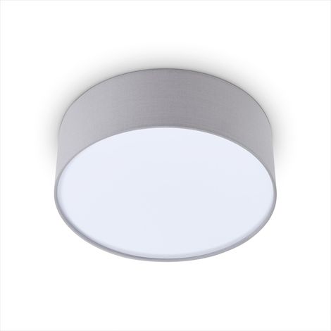 Paco Home Lámpara Techo Mesa Comedor Salón Moderna Oficina Redonda Pantalla Tela E27 Gris, Ø30cm (1/5)