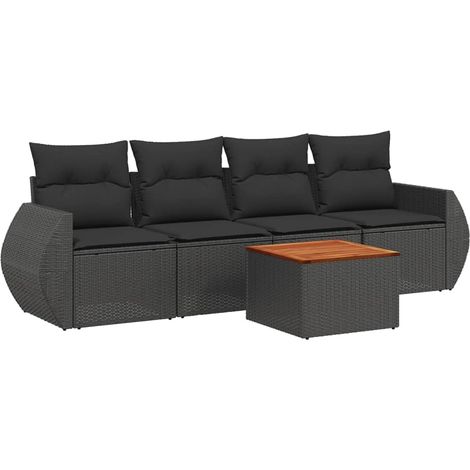 Maison Exclusive - Set de muebles de jardín 5 pzas y cojines ratá (1/5)