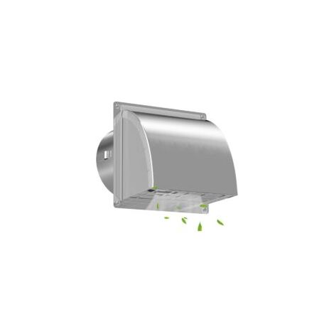 Rejilla de ventilación de acero inoxidable de 100 mm, con sistema antirretorno integrado, rejilla ajustable y extraíble, para secadoras, cocinas y sistemas de ventilación, Ø 10 cm (15,5 x 15,5 cm), co