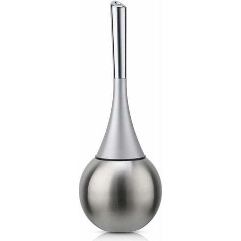 Porte-brosse WC autoportant en acier inoxydable finition brossée polie ensemble WC salles de bains (brosse incluse)-argent (1/5)