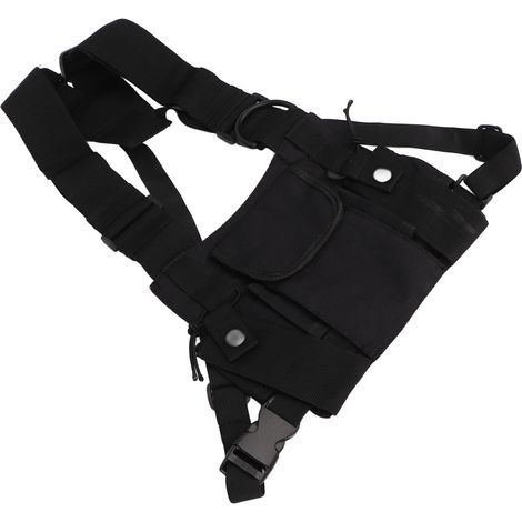 Sacoche de poitrine pour radio portable en nylon résistant, grande contenance, harnais réglable et polyvalent (1/5)