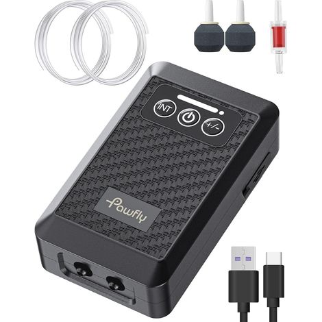 Pompe à Air Aquarium sur Batterie au Lithium Pompe à Oxygène Type C Rechargeable pour Aquarium 20-500 L Bulleur Aquarium Silencieux et Portable pour la Pêche en Plein Air Panne d'Électricité