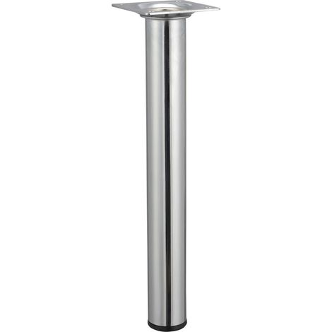 Hettich – Pied de meuble pour plan de travail – Acier chromé gris – Hauteur 25 cm – Charge 50 kg – Fixation à visser par platine 60x60 mm