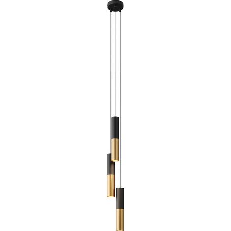 Creative Cables - Suspension à 3 branches avec câble textile et abat-jour métallique double culot E14 (1/5)