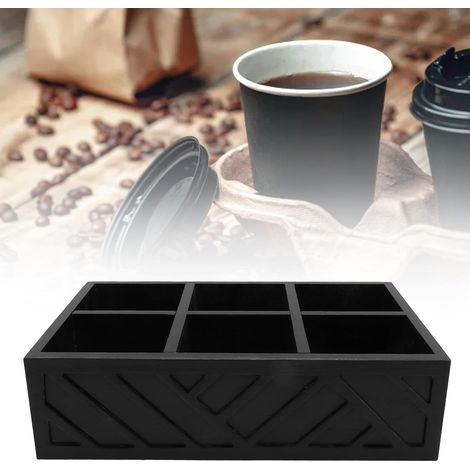 Organisateur de la station de café, comptoir organisateur de la barre de café en bois pour accessoires, support d'organisateur de condiments de sirop de pod (Schwarz) (1/5)