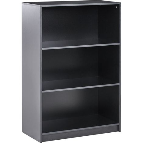 3 Tier Bookcase Black Particle Board 80 x 40 cm Minimlaistic Style Matt Finish Bookshelf ZEHNA