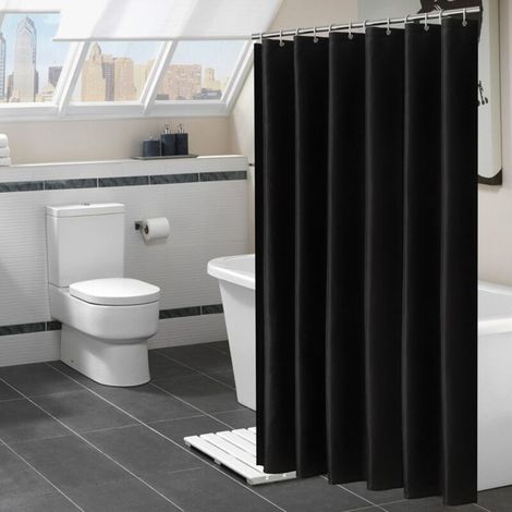 Textil-Duschvorhang, schimmelresistent, wasserdicht, Duschvorhang für Dusche und Badewanne mit 8 Duschvorhangringen, 180 x 200 cm - Crezuo (1/4)