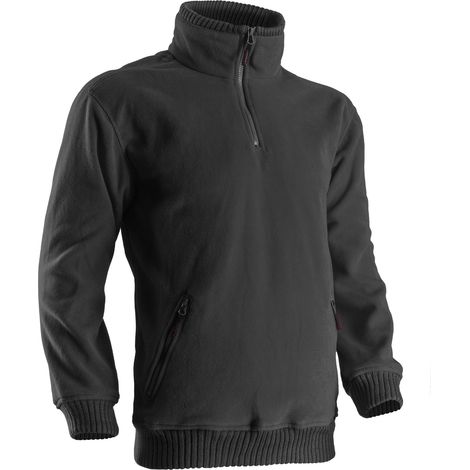 Coverguard – Pull de travail polaire noir L – 100 % polyester – Col doublé avec glissière – 2 poches zippées – Poids 330 g/m² (1/3)