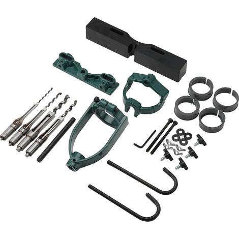 Ensemble de localisateur de perceuse à mortaiser, matériau en acier au carbone élevé, 4 manchons de perçage, compatible avec les ciseaux à mortaiser, performance de perçage de précision, adapté au per (1/5)