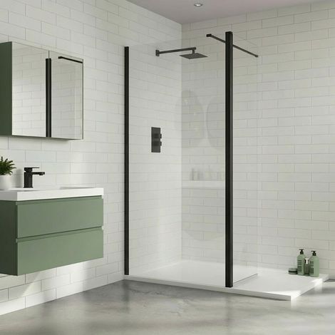 Duchy Padstow Matt Black Wet Room Screen Swivel Return Panel 300mm