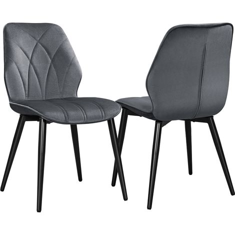 Homevive 2PCS Sillas de Comedor Nórdico Sin Brazos Sillas de Cocina con Asiento Tapizado con Patas de Metal para Comedor, Dormitorio y Estudio Gris Oscuro