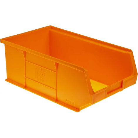 Bac de rangement RS PRO Orange en PP, 130mm x 205mm x 350mm ( Prix pour Paquet de 5 ) (1/4)