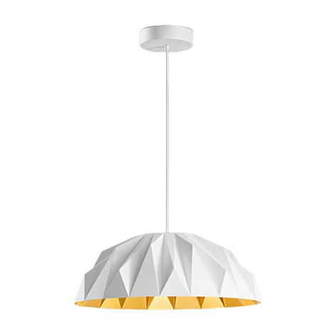 Suspension Led Design Moderne, Structure En Métal Et Acrylique Bicolore Blanc Mat Et Or Mat, 20W 3000K - Perenz, Luminaire Élégant Pour Intérieur (1/3)
