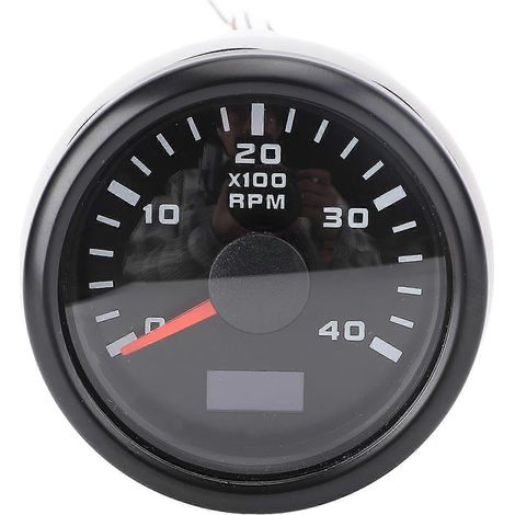Tachymètre moteur 52 mm 4000 tr/min avec compteur horaire, rétroéclairage 7 couleurs, pour camions, tracteurs, voitures, camping-cars et bateaux, alimentation 9 à 32 V CC, cadran noir, boîtier noir CX (1/4)