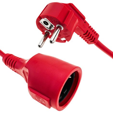 BeMatik - Prolongateur Extension de câble électrique schuko mâle à femelle 10 m rouge