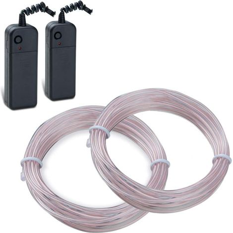 EL Wire Neon Flexible Light, 2 x 5 m White LED Cable String Lights Electroluminescent Tube Light, Party, Car Decoration, Outdoor Kitchen, Night Clubs, Light Stick (1/5)