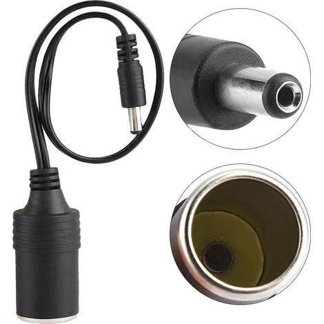 Câble d'alimentation avec allume-cigare femelle vers prise DC 5.5x2.1mm femelle