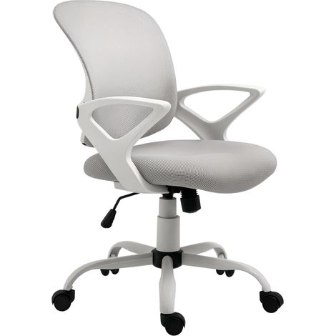 Chaise de bureau Vinsetto, chaise de bureau en maille respirante, inclinable et réglable en hauteur, siège pivotant à 360° et soutien lombaire, 61 x 61 x 89-99 cm, grise (1/5)