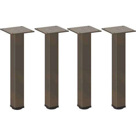Lot de 4 pieds de table basse 30-32 cm avec patins réglables style moderne et épuré en acier naturel
