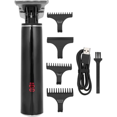 Tondeuse à cheveux électrique étanche pour usage domestique avec écran LCD, noire (1/5)